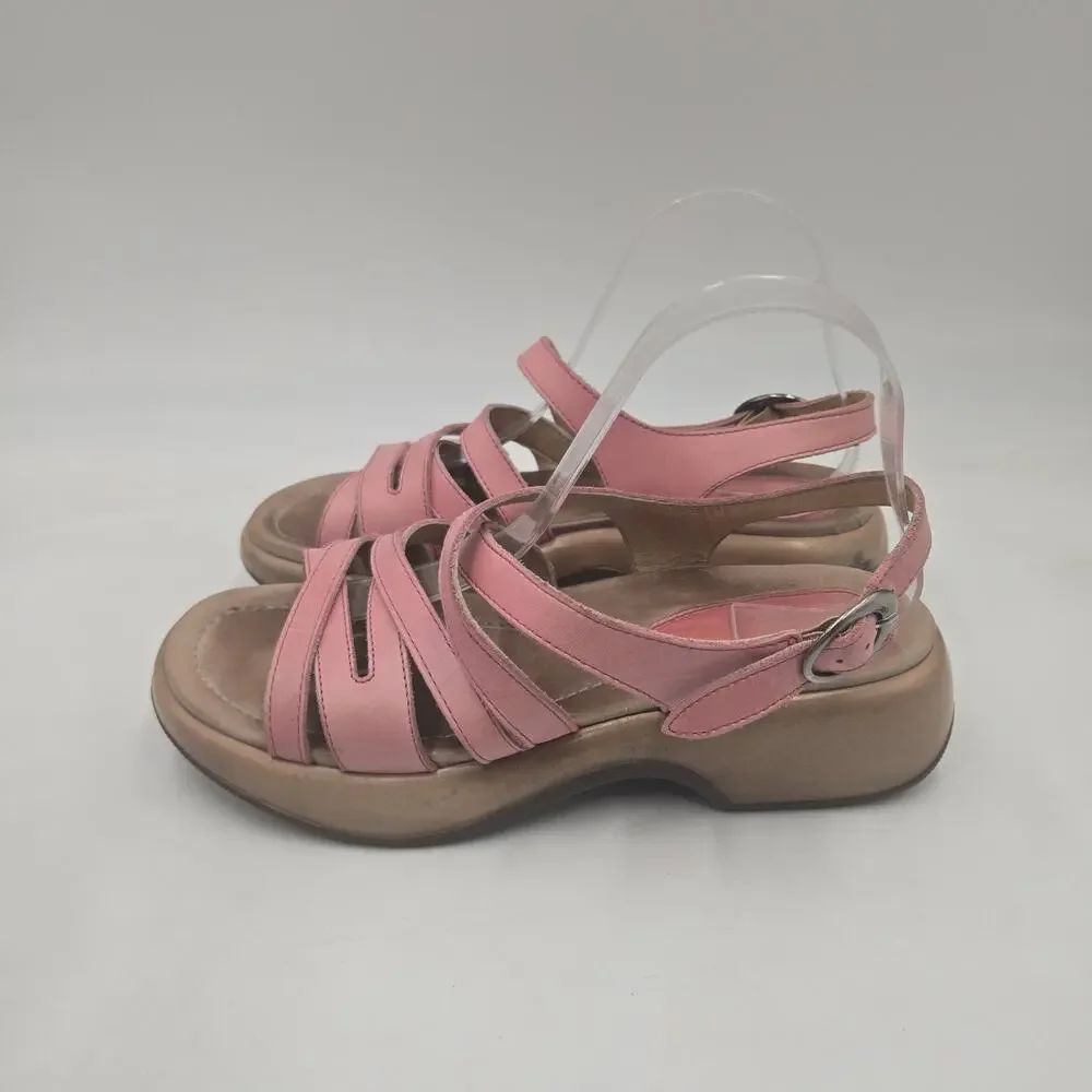 Dansko Y2K Pink Tan Leather Ankle Strap Strappy Sandal Women 9.5 EU 40 Shoe